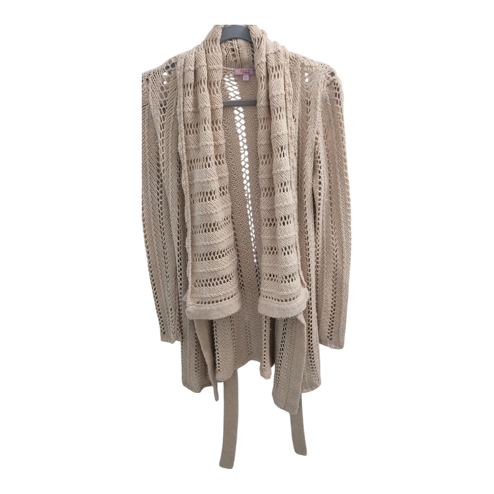 Calypso St. Barth Women's XS/SM Cream Crochet Knit Sweater Merino Camel Hair